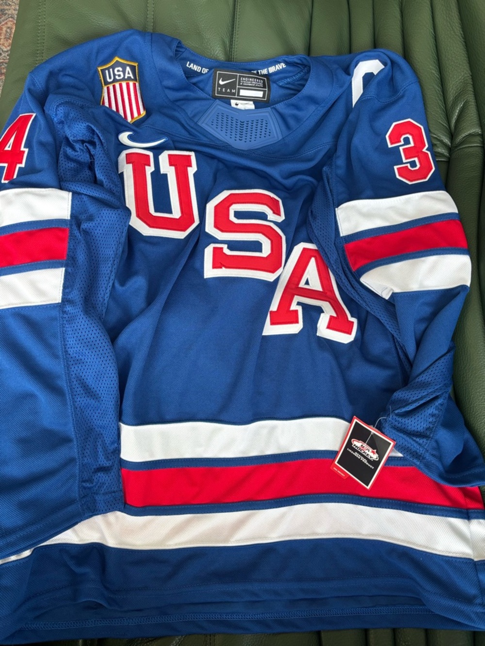 Nike USA Blue Hockey Jersey with Red & White Accents